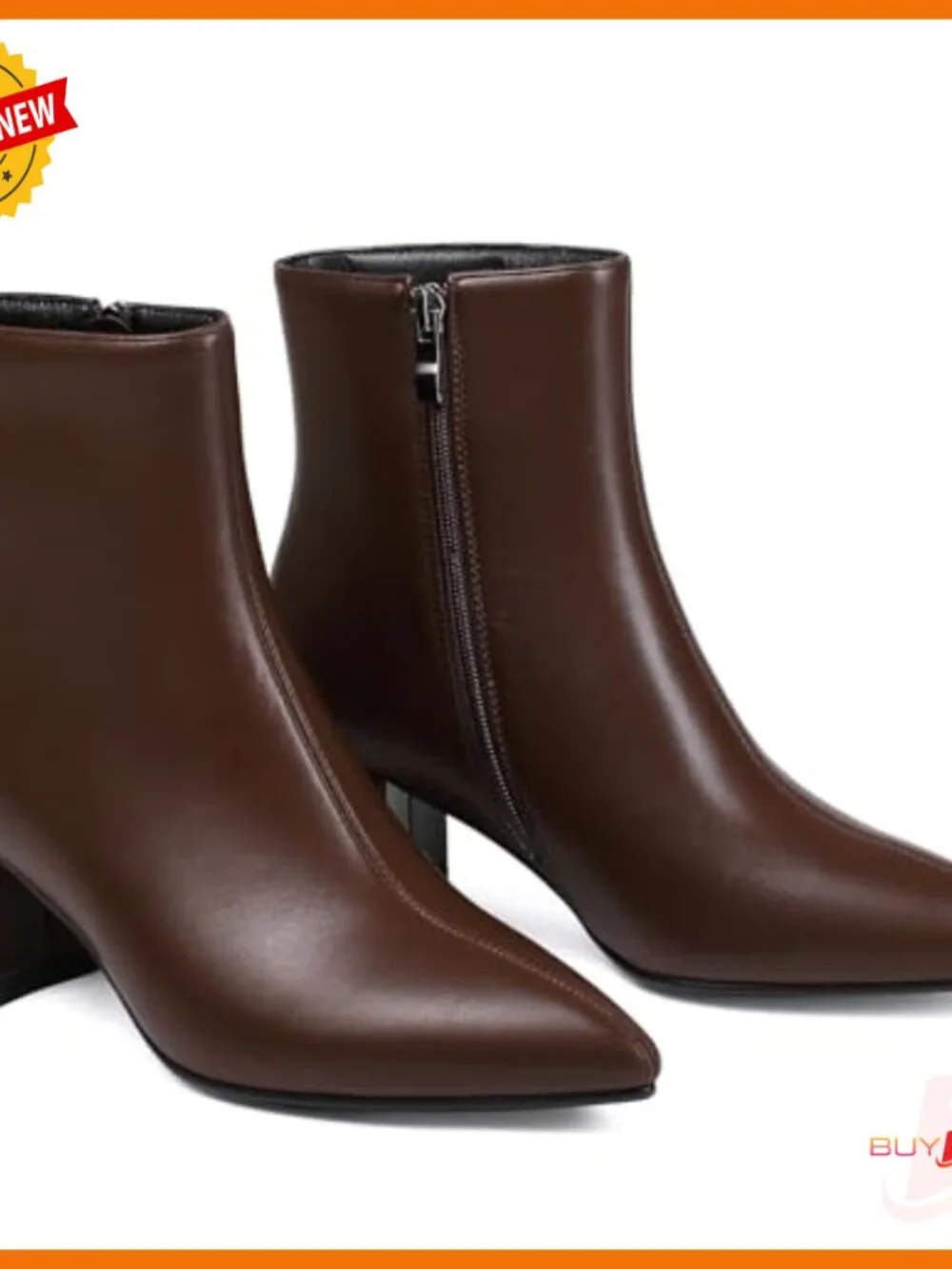 Women's Ankle Boots Pointed Toe Chunky Block Heel Low Heel Booties - Picture 5 of 7